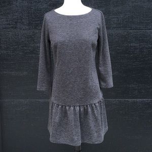 Loft Gray long sleeve dress with ruffled hem